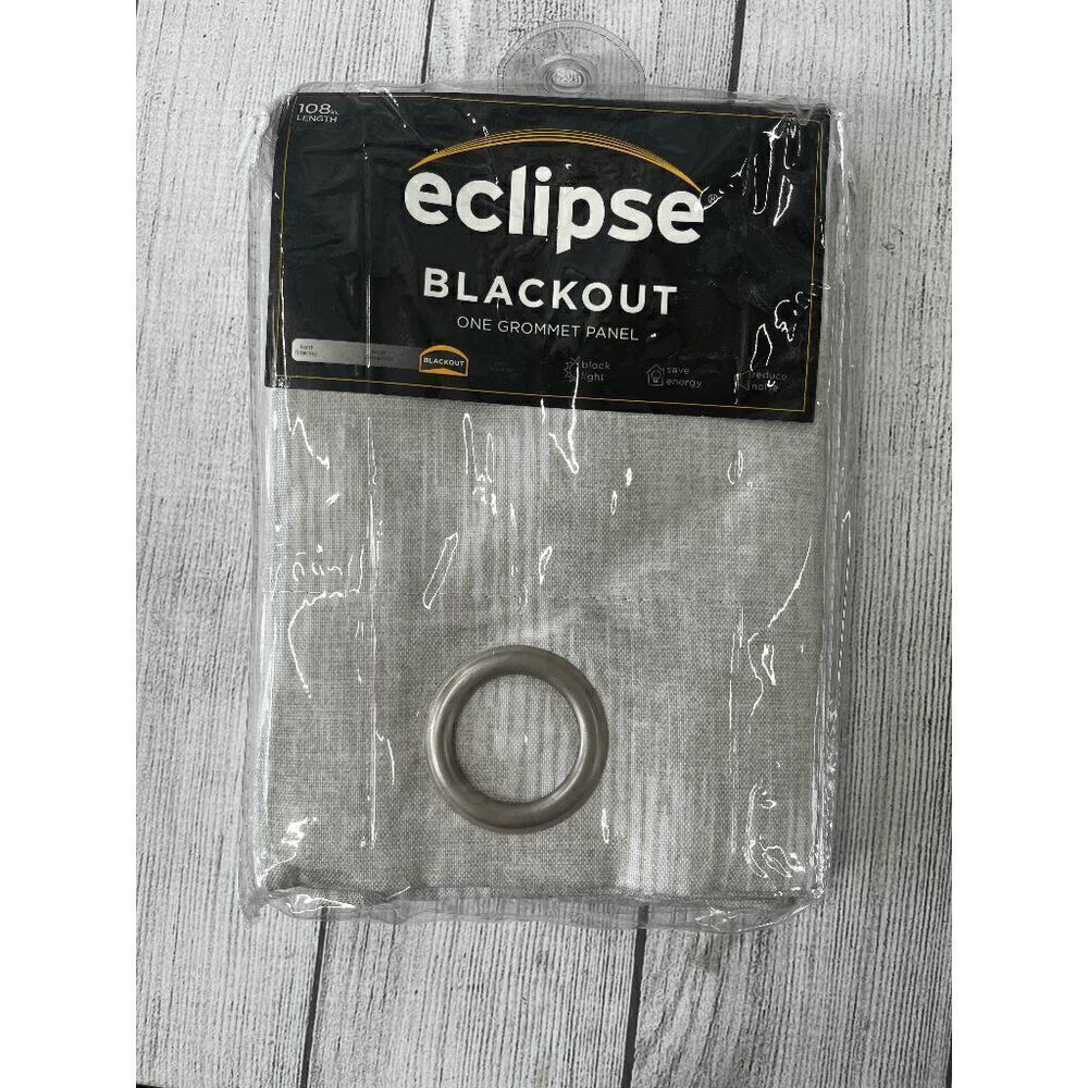Eclipse Windsor Blackout Curtain Panel Geo in Linen; New